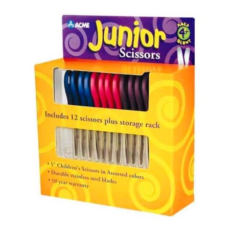 Acme United Westcott 13140 Kids Scissors, 5" Blunt, Pack of 12, Assorted 13140